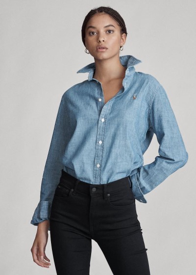 Women's Polo Ralph Lauren Slim Fit Chambray Shirts | 092734NQX